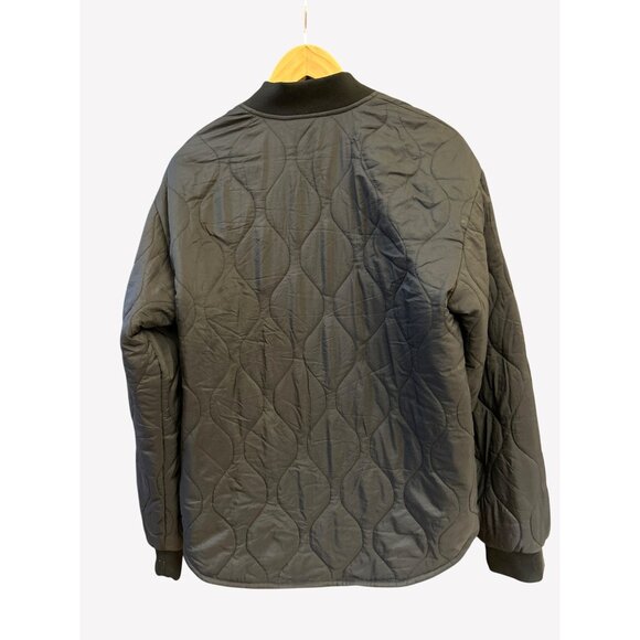 NWOT 7 For All Mankind Black Quilted Bomber Jacket Zip Front Minimal Outerwear - Picture 4 of 4